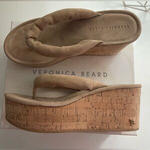 VERONICA BEARD platform slide sandals beige tan 8.5 NIB